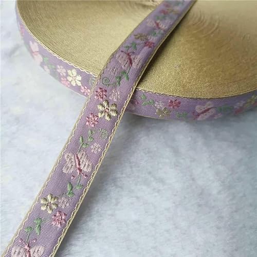 5 Yards 10–25 mm Glitzer-Jacquardband mit glänzenden Blumen für DIY-Haarschmuck, Röcke, Haustierhalsbänder, Zubehör – 17 20 mm – 50 Yards von AYHTUD