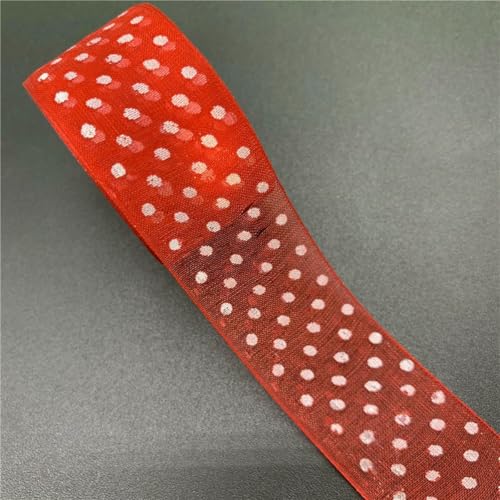 5 Yards 25 mm Organzaband mit Druckpunkten für Schleifen, Haare, Hochzeit, Weihnachtsdekoration, Spitze, Basteln, DIY-Paket, Rot 5 Yards 25 mm Organzaband mit Druckpunkten für Schleifen, Haare, Hochzeit, Weihnachtsdekoration, Spitze, Basteln, DIY-Paket, Rot von AYHTUD
