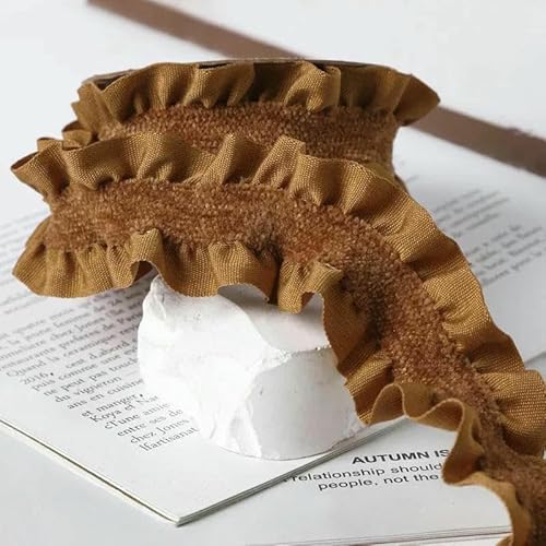 5 Yards doppelseitig plissierte Spitze, elastisches Band mit Rüschenrand, Bastelzubehör, Kleidung, Nähen, DIY, Haarschleifen, Hutdekor, braun, 25 mm, 5 Yards 5 Yards doppelseitig plissierte Spitze, elastisches Band mit Rüschenrand, Bastelzubehör, Kleidung, Nähen, DIY, Haarschleifen, Hutdekor, braun, 25 mm, 5 Yards von AYHTUD