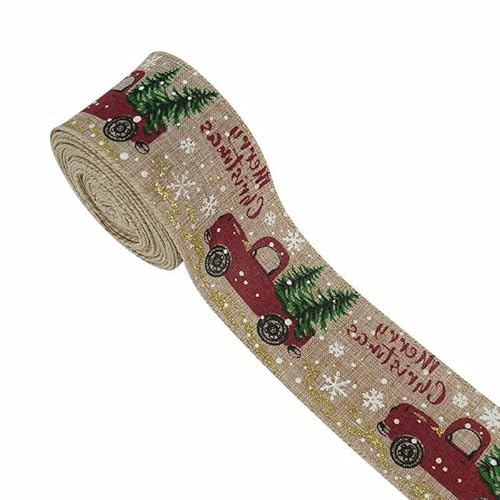 5 m/Rolle Frohe Weihnachten, Weihnachtsbaum, Auto, Elch, bedruckte Sackleinenbänder zum Verpacken, Weihnachts- und Neujahrsdekoration, handgefertigte Kranzschlei 5 m/Rolle Frohe Weihnachten, Weihnachtsbaum, Auto, Elch, bedruckte Sackleinenbänder zum Verpacken, Weihnachts- und Neujahrsdekoration, handgefertigte Kranzschlei von AYHTUD