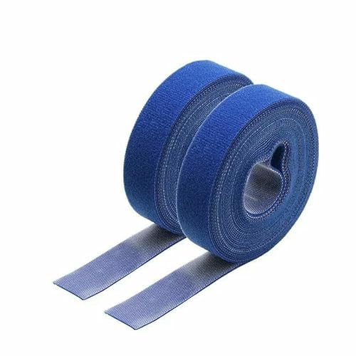 5 m/Rolle Kabelbinder, wiederverwendbares Schlaufenbündel, selbstklebender Befestigungsclip, Drahthalter, Management, DIY-Zubehör, Nylonband-Organizer, Blau x 2 Rollen, Breite 15 m von AYHTUD