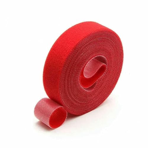 5 m/Rolle Kabelbinder, wiederverwendbares Schlaufenbündel, selbstklebender Befestigungsclip, Drahthalter, Management, DIY-Zubehör, Nylonband-Organizer, Rot x 1 Rolle, Breite 15 mm von AYHTUD