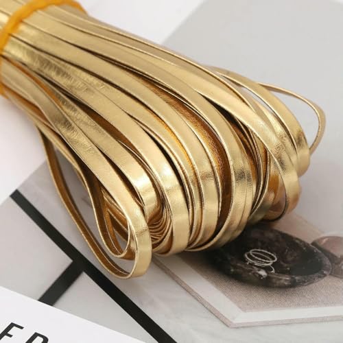 5 m 0,5/0,8/1/1,5/2/2,5 cm Lederstreifen, universelle Einfassung, DIY-Heimdekoration, Lederschnur, Seil, Kleidung, Nähzubehör, 0,5 cm, Gold, 5 m von AYHTUD