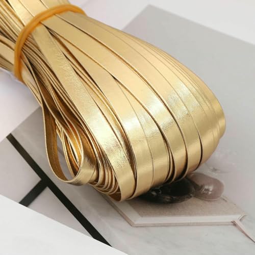 5 m 0,5/0,8/1/1,5/2/2,5 cm Lederstreifen, universelle Einfassung, DIY-Heimdekoration, Lederschnur, Seil, Kleidung, Nähzubehör, 0,8 cm, Gold, 5 m von AYHTUD