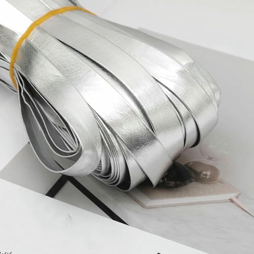 5 m 0,5/0,8/1/1,5/2/2,5 cm Lederstreifen, universelle Einfassung, DIY-Heimdekoration, Lederschnur, Seil, Kleidung, Nähzubehör, 1,5 cm, Silber, 5 m von AYHTUD
