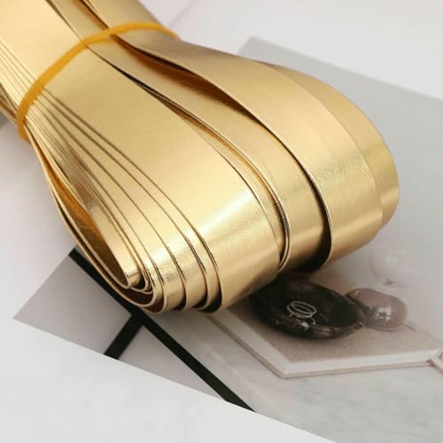 5 m 0,5/0,8/1/1,5/2/2,5 cm Lederstreifen, universelle Einfassung, DIY-Heimdekoration, Lederschnur, Seil, Kleidung, Nähzubehör, 2 cm, Gold, 5 m von AYHTUD