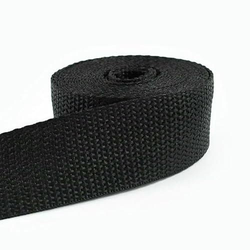 5 m 20–50 mm Nylon-Gurtbandrolle, meterweise, 1,1 mm dickes Polyesterband zum Nähen von Schlingen, Beschneiden von Schrägbändern, Zubehör – Schwarz – 32 mm von AYHTUD