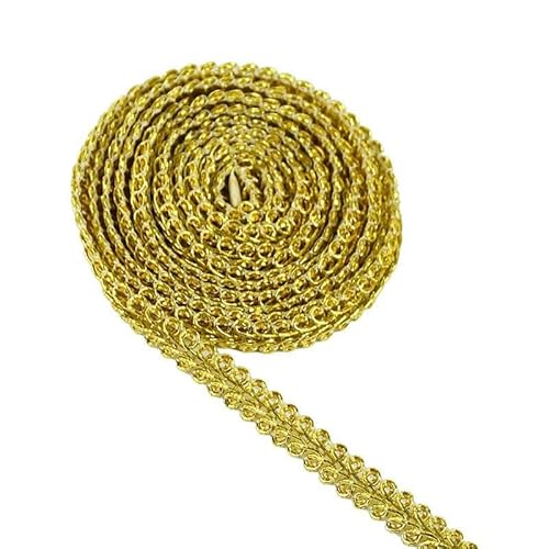 5 m Gold-Silber-Besatzband, Baumwollspitze, Randbesatz, Gürtel, Applikation, Stoff, Stoff, Nähen, DIY, Basteln, Kleidung, Material, Zubehör, lc025gold, 5 Yards von AYHTUD