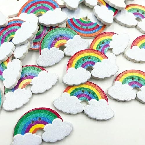 50/100 Stück Mix Holzknöpfe DIY Basteln Scrapbook Nähen Applikationen 30mm WB773-50 Stück von AYHTUD