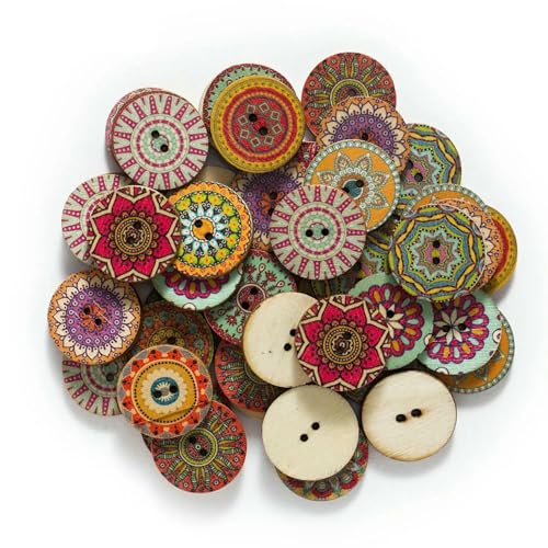 50/100 Stück bemalte runde Holzknöpfe für Handarbeiten, Nähen, Scrapbook, Kleidung, Basteln, Zubehör, Kartendekor, 15–25 mm, 100 Stück, Größe gemischt 50/100 Stück bemalte runde Holzknöpfe für Handarbeiten, Nähen, Scrapbook, Kleidung, Basteln, Zubehör, Kartendekor, 15–25 mm, 100 Stück, Größe gemischt von AYHTUD