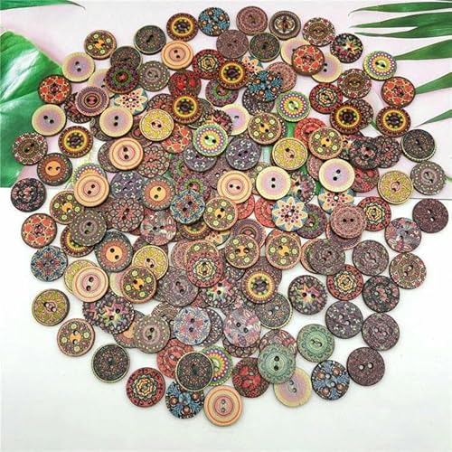 50/100 runde, sortierte dekorative Holzknöpfe mit Blumenmuster, 2-Loch-Manschettenknöpfe aus Holz mit Blumenmuster, bemalt, DIY-Nähprozess, 50 Stück, 20 mm 50/100 runde, sortierte dekorative Holzknöpfe mit Blumenmuster, 2-Loch-Manschettenknöpfe aus Holz mit Blumenmuster, bemalt, DIY-Nähprozess, 50 Stück, 20 mm von AYHTUD