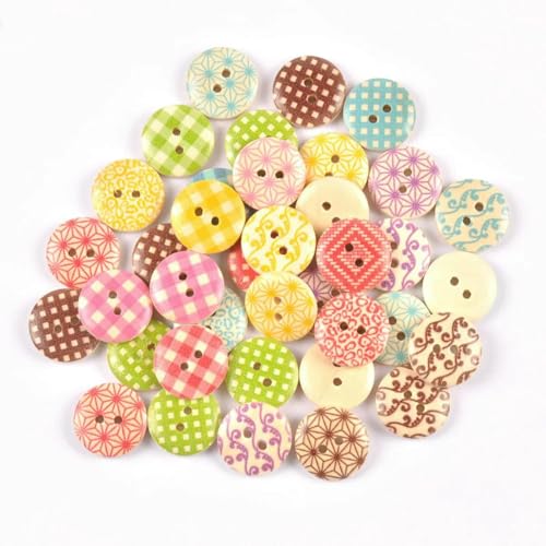 50 Stück 1,8 cm geometrische Gittermuster mit runden Holzknöpfen mit zwei Löchern, handgefertigt, zum Selbernähen für Kleidungsdekoration, Mix, 1,8 cm 50 Stück 1,8 cm geometrische Gittermuster mit runden Holzknöpfen mit zwei Löchern, handgefertigt, zum Selbernähen für Kleidungsdekoration, Mix, 1,8 cm von AYHTUD
