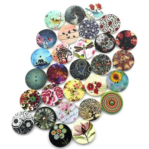50 Stück 20 mm Retro-Thema, runde Holzknöpfe zum Nähen, Stoff, Scrapbooking, Basteln, Heimkartenherstellung, Zubehör, Dekoration, Mix, 20 mm 50 Stück 20 mm Retro-Thema, runde Holzknöpfe zum Nähen, Stoff, Scrapbooking, Basteln, Heimkartenherstellung, Zubehör, Dekoration, Mix, 20 mm von AYHTUD
