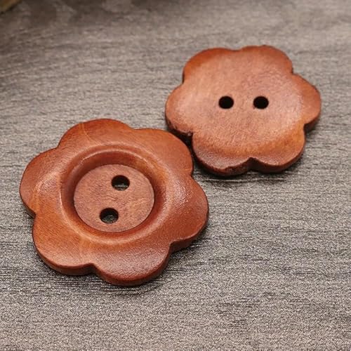 50 Stück DIY Holzknöpfe Nähzubehör Handgefertigte Holzhandwerkskleidung Pulloverdekoration 2 Löcher Holz Vintage Knopf-D Stil 50 Stück-20 mm von AYHTUD
