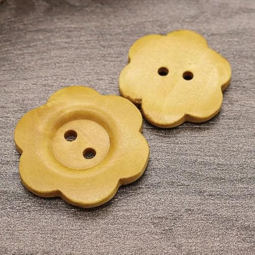 50 Stück DIY Holzknöpfe Nähzubehör Handgefertigte Holzhandwerkskleidung Pulloverdekoration 2 Löcher Holz Vintage Knopf-F Stil 50 Stück-25 mm von AYHTUD