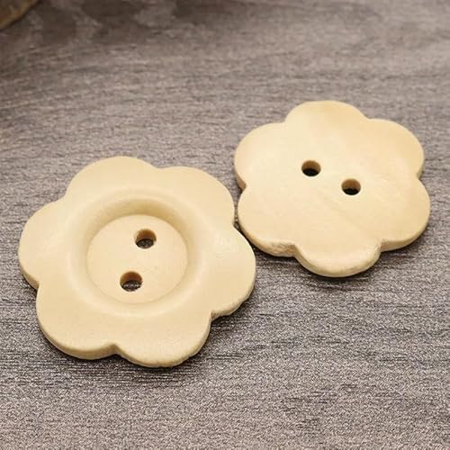 50 Stück DIY Holzknöpfe Nähzubehör Handgefertigte Holzhandwerkskleidung Pulloverdekoration 2 Löcher Holz Vintage Knopf-G Stil 50 Stück-25 mm von AYHTUD