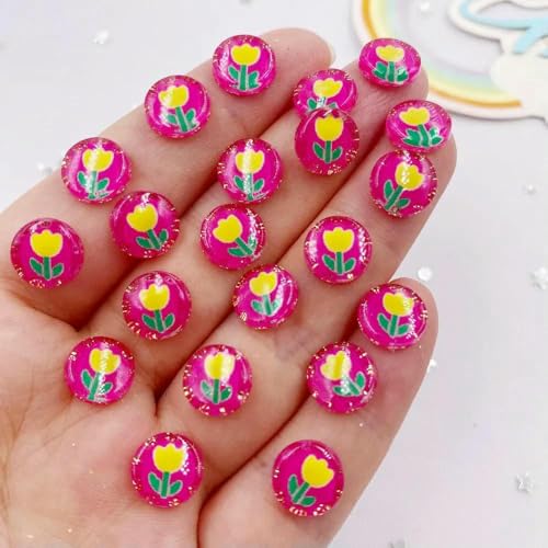 50 Stück Harz, süß, bunt, 10 mm, rund, Tulpen, Blumen, Kristall, Edelstein, flache Rückseite, Strass-Applikation, DIY-Knöpfe, Sammelalbum für Nagelkunst, 9 50 Stück Harz, süß, bunt, 10 mm, rund, Tulpen, Blumen, Kristall, Edelstein, flache Rückseite, Strass-Applikation, DIY-Knöpfe, Sammelalbum für Nagelkunst, 9 von AYHTUD