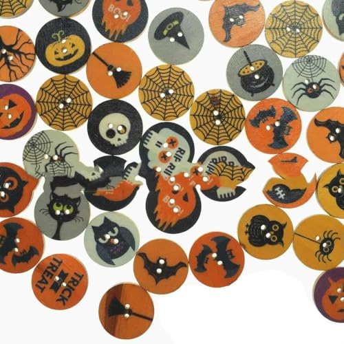 50 Stück Holzknöpfe, 15 mm, 20 mm, 25 mm, Blumenmuster, süße Holzknöpfe für Kinder, Massennäh-Botoes, Bastelzubehör, Scrapbooking, A24-25MM von AYHTUD