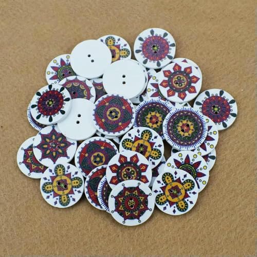50 Stück Holzknöpfe, 15 mm, 20 mm, 25 mm, Blumenmuster, süße Holzknöpfe für Kinder, Massennäh-Botoes, Bastelzubehör, Scrapbooking, A25-25MM 50 Stück Holzknöpfe, 15 mm, 20 mm, 25 mm, Blumenmuster, süße Holzknöpfe für Kinder, Massennäh-Botoes, Bastelzubehör, Scrapbooking, A25-25MM von AYHTUD