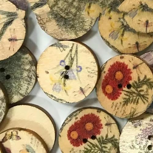 50 Stück Holzknöpfe, 15 mm, 20 mm, 25 mm, Blumenmuster, süße Holzknöpfe für Kinder, Massennäh-Botoes, Bastelzubehör, Scrapbooking, A26-25MM 50 Stück Holzknöpfe, 15 mm, 20 mm, 25 mm, Blumenmuster, süße Holzknöpfe für Kinder, Massennäh-Botoes, Bastelzubehör, Scrapbooking, A26-25MM von AYHTUD