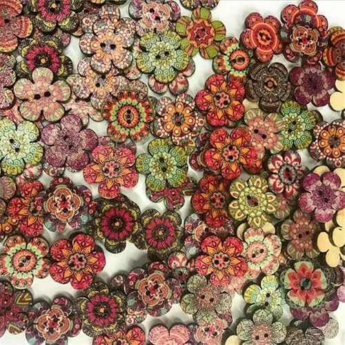 50 Stück Holzknöpfe, 15 mm, 20 mm, 25 mm, Blumenmuster, süße Holzknöpfe für Kinder, Massennäh-Botoes, Bastelzubehör, Scrapbooking, C24-20MM 50 Stück Holzknöpfe, 15 mm, 20 mm, 25 mm, Blumenmuster, süße Holzknöpfe für Kinder, Massennäh-Botoes, Bastelzubehör, Scrapbooking, C24-20MM von AYHTUD