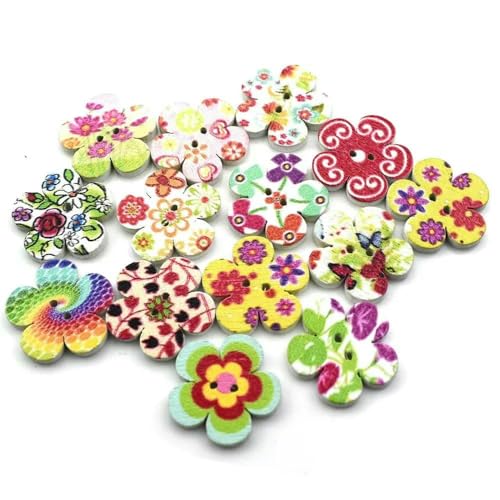 50 Stück Holzknöpfe, 15 mm, 20 mm, 25 mm, Blumenmuster, süße Holzknöpfe für Kinder, Massennäh-Botoes, Bastelzubehör, Scrapbooking, C26-20MM 50 Stück Holzknöpfe, 15 mm, 20 mm, 25 mm, Blumenmuster, süße Holzknöpfe für Kinder, Massennäh-Botoes, Bastelzubehör, Scrapbooking, C26-20MM von AYHTUD