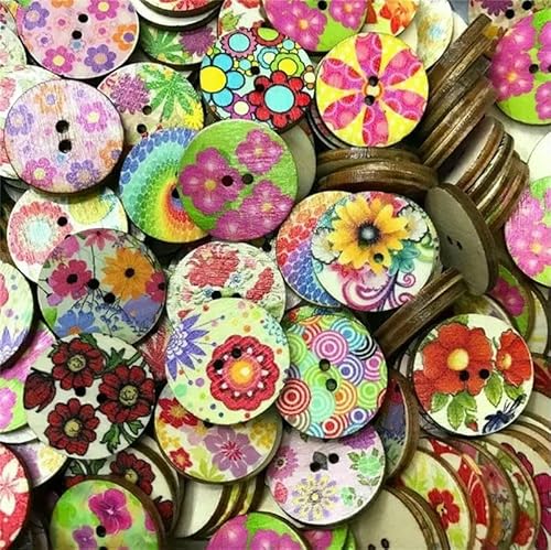 50 Stück Holzknöpfe, 15 mm, 20 mm, 25 mm, Blumenmuster, süße Holzknöpfe für Kinder, Massennäh-Botoes, Bastelzubehör, Scrapbooking-A06-25MM 50 Stück Holzknöpfe, 15 mm, 20 mm, 25 mm, Blumenmuster, süße Holzknöpfe für Kinder, Massennäh-Botoes, Bastelzubehör, Scrapbooking-A06-25MM von AYHTUD