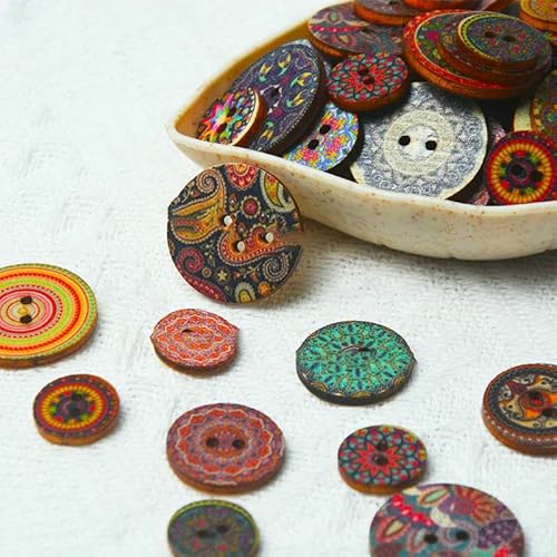 50 Stück Retro-Holzknöpfe, 2 Löcher, Handarbeit, Nähen, Scrapbook, Kleidung, Bosian-Stil, Knöpfe, DIY, Basteln, Zubehör, Dekor, 25 mm 50 Stück Retro-Holzknöpfe, 2 Löcher, Handarbeit, Nähen, Scrapbook, Kleidung, Bosian-Stil, Knöpfe, DIY, Basteln, Zubehör, Dekor, 25 mm von AYHTUD