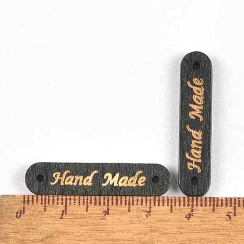 50 Stück gemischte Holzknöpfe "Handgemacht"-Anhänger zum Nähen von Kleidung, Schuhen, Holzanhänger, DIY, handgefertigt, Scrapbooking, Basteln, Dekor, Zubehör-mt093 von AYHTUD