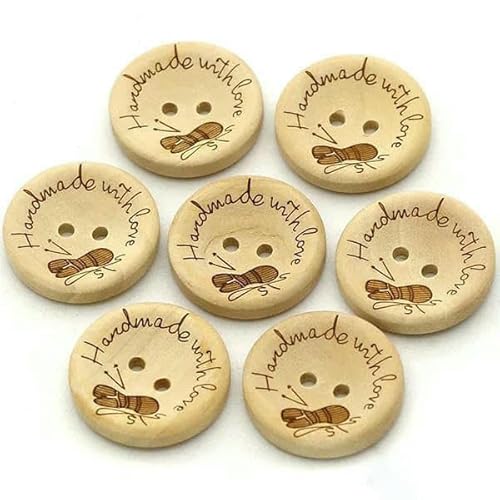 50 Stück handgefertigt mit Liebe Holzknöpfe Naturfarbe Garnmuster rund Nähknopf für Kleidung Scrapbooking - Garn 25MM 50 Stück handgefertigt mit Liebe Holzknöpfe Naturfarbe Garnmuster rund Nähknopf für Kleidung Scrapbooking - Garn 25MM von AYHTUD
