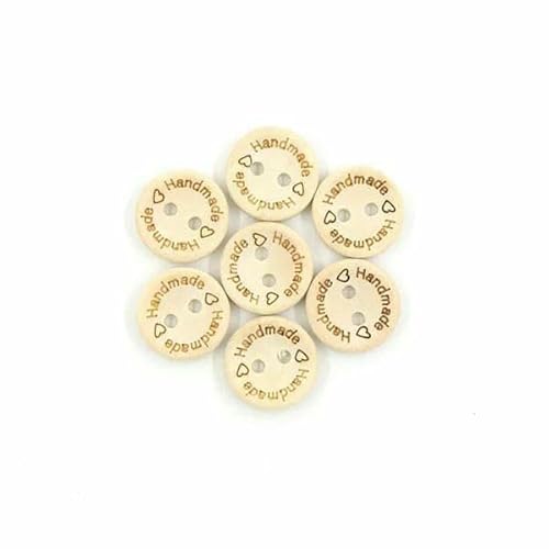 50 Stück handgefertigt mit Liebe Holzknöpfe Naturfarbe Garnmuster rund Nähknopf für Kleidung Scrapbooking – handgefertigt 15 mm von AYHTUD