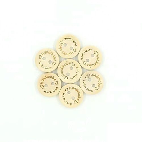 50 Stück handgefertigte Holzknöpfe mit natürlichem Garnmuster, rund, Nähknopf für Kleidung, Scrapbooking – „With Love“, 15 mm von AYHTUD