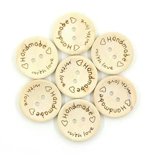 50 Stück handgefertigte Holzknöpfe mit natürlichem Garnmuster, rund, Nähknopf für Kleidung, Scrapbooking – „With Love“, 25 mm 50 Stück handgefertigte Holzknöpfe mit natürlichem Garnmuster, rund, Nähknopf für Kleidung, Scrapbooking – „With Love“, 25 mm von AYHTUD
