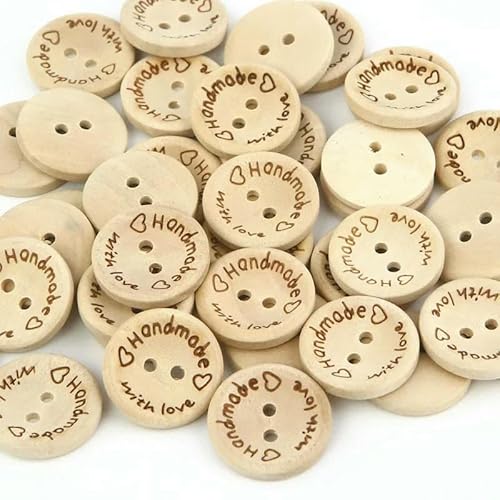 50 Stück naturfarbene Holzknöpfe, handgefertigt, Buchstabe „Love“, Scrapbooking, für Dekoration, Nähzubehör, DIY-Bekleidungszubehör, mit Liebe, 50 Stück, 25 mm 50 Stück naturfarbene Holzknöpfe, handgefertigt, Buchstabe „Love“, Scrapbooking, für Dekoration, Nähzubehör, DIY-Bekleidungszubehör, mit Liebe, 50 Stück, 25 mm von AYHTUD