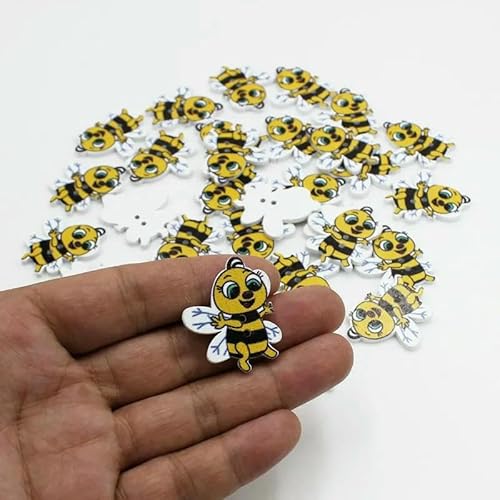 50 Stück neue gemischte Cartoon-Knöpfe, Bienen, Holzknöpfe, Scrapbooking, für Bastelbedarf, Kinderkleidung, Nähen, Bienen 50 Stück neue gemischte Cartoon-Knöpfe, Bienen, Holzknöpfe, Scrapbooking, für Bastelbedarf, Kinderkleidung, Nähen, Bienen von AYHTUD