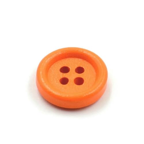 50 Stück runde Holzknöpfe, mehrfarbig, für Handarbeit, Nähen, Scrapbook, DIY, Basteln, Heimdekoration, Dekorationszubehör, 4 Löcher, Orange, 15 mm (Durchmesser) von AYHTUD