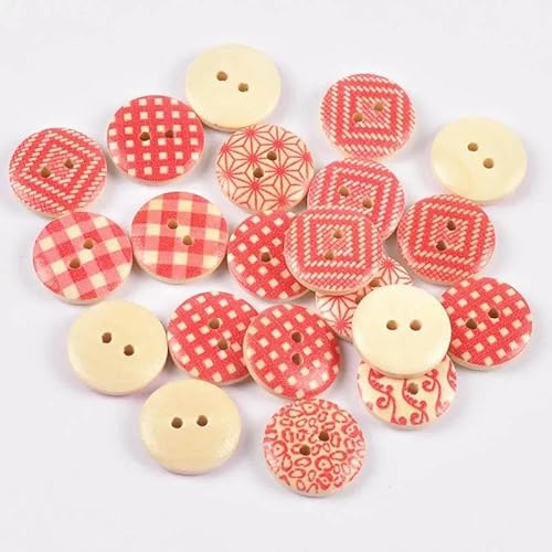 50 Stück runde Holzknöpfe mit 2 Löchern in verschiedenen Farben zum Nähen von Kleidung, Accessoires, Basteln, Scrapbooking, DIY, Kinderbekleidung, 18 mm-2 von AYHTUD