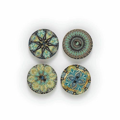 50 Stück runde Holzknöpfe mit Retro-Stempelmotiv, zum Aufdrucken, für Handarbeit, Nähen, Scrapbooking, Kleidung, Bastelzubehör, Karten, 15–25 mm, 15 mm von AYHTUD
