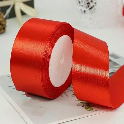 6/10/15/20/25/40/50 mm, 25 Yards/Rolle, Satinbänder für Hochzeit, Weihnachtsfeier, Dekoration, handgefertigt, DIY, Schleife, Basteln, Kartenverpackung, rot, Band 50 mm 6/10/15/20/25/40/50 mm, 25 Yards/Rolle, Satinbänder für Hochzeit, Weihnachtsfeier, Dekoration, handgefertigt, DIY, Schleife, Basteln, Kartenverpackung, rot, Band 50 mm von AYHTUD