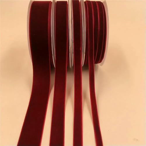 6/9/15/25 mm dunkelrotes einseitiges Nylon-Samtband für handgefertigte Blumenstraußverpackungen, Heim- und Partydekoration, Weihnachten, Dunkelrot V070, 15 mm x 100 Yards 6/9/15/25 mm dunkelrotes einseitiges Nylon-Samtband für handgefertigte Blumenstraußverpackungen, Heim- und Partydekoration, Weihnachten, Dunkelrot V070, 15 mm x 100 Yards von AYHTUD