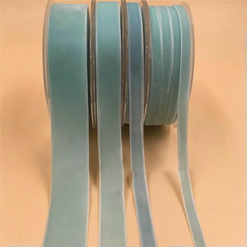 6/9/15/25 mm einseitiges Samtband für handgefertigte Blumenstraußverpackungen, Heimparty-Dekoration, Weihnachtssamtband, Blau V045, 15 mm x 100 Yards von AYHTUD