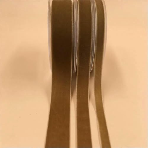 6/9/15/25 mm einseitiges Samtband für handgefertigte Blumenstraußverpackungen, Heimparty-Dekoration, Weihnachtssamtband, Khaki, V042, 15 mm x 100 Yards von AYHTUD