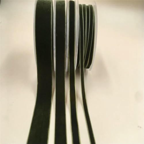 6/9/15/25 mm einseitiges Samtband für handgefertigte Blumenstraußverpackungen, Heimparty-Dekoration, Weihnachtssamtband, Moosgrün V100 – 15 mm x 100 Yards von AYHTUD
