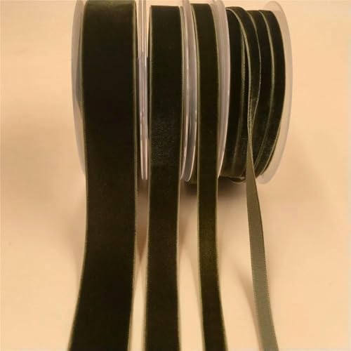 6/9/15/25 mm einseitiges Samtband für handgefertigte Blumenstraußverpackungen, Heimparty-Dekoration, Weihnachtssamtband, Moosgrün V110, 25 mm x 25 Yards 6/9/15/25 mm einseitiges Samtband für handgefertigte Blumenstraußverpackungen, Heimparty-Dekoration, Weihnachtssamtband, Moosgrün V110, 25 mm x 25 Yards von AYHTUD