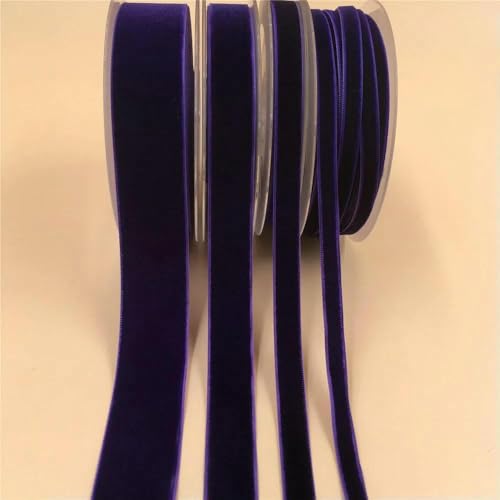 6/9/15/25 mm einseitiges Samtband für handgefertigte Blumenstraußverpackungen, Heimparty-Dekoration, Weihnachtssamtband, Pflaumenviolett V032, 15 mm x 91,4 m von AYHTUD