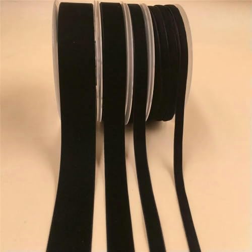 6/9/15/25 mm einseitiges Samtband für handgefertigte Blumenstraußverpackungen, Heimparty-Dekoration, Weihnachtssamtband, Schwarz V031, 15 mm x 100 Yards von AYHTUD