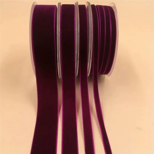 6/9/15/25 mm einseitiges Samtband für handgefertigte Blumenstraußverpackungen, Heimparty-Dekoration, Weihnachtssamtband, lila V034, 9 mm x 200 Yards von AYHTUD