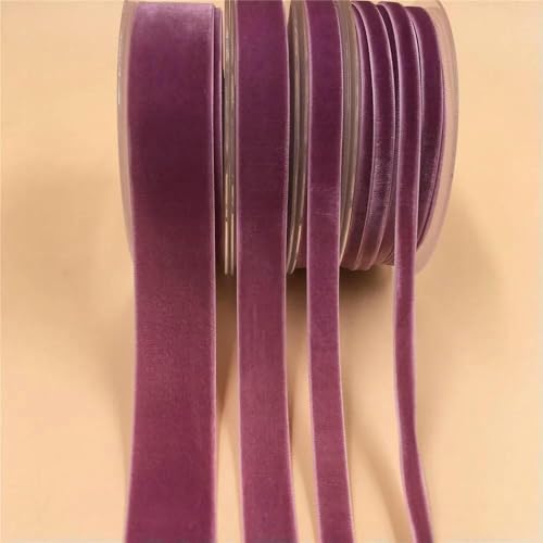 6/9/15/25 mm einseitiges Samtband für handgefertigte Blumenstraußverpackungen, Heimparty-Dekoration, Weihnachtssamtband, lila V041, 9 mm x 200 Yards von AYHTUD