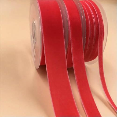 6/9/15/25 mm einseitiges Samtband für handgefertigte Blumenstraußverpackungen, Heimparty-Dekoration, Weihnachtssamtband – Wassermelone V189 – 15 mm x 100 Yards von AYHTUD