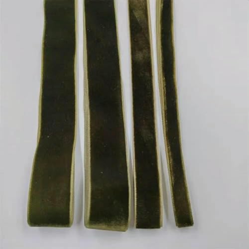 6–25 mm, 5–300 Yards, olivgrün, einseitiges Samtband, Partydekoration, handgefertigt, zum Verpacken von Haarschleifen, DIY, Weihnachten, 15 mm x 100 Yards, V100, Moosgrün von AYHTUD